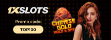 1ИксСлотс 1XSLOTS Promo code: TOP100 Chinese Gold Hold and Spin